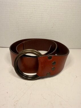 French Connection Brown
Leather Wide Waist Belt with Double Ring Buckle 38 inch